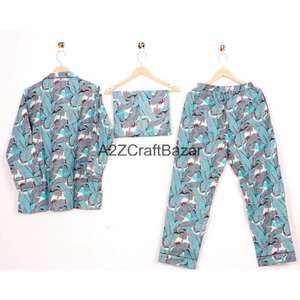 Conjuntos de Pijamas de Punto con Cintura Elástica y Estampado Floral 100% para Mujer, para Todas las Estaciones: Verano, Invierno, Otoño y Primavera - Product Image 4