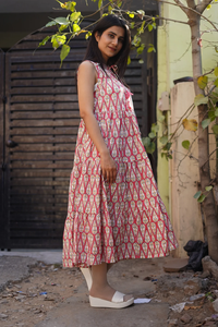 Vestido de Verano de Algodón para Mujer con Estampado Artesanal, Estampado Digital, Patrón Sólido, Volantes, Tejido de Punto para la Temporada de Otoño/Verano - Product Image 6