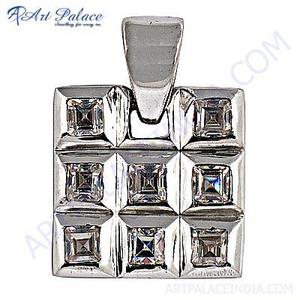 Colgante de moda de plata con piedras preciosas de circonita cúbica Colgantes y dijes Premium - Product Image 1