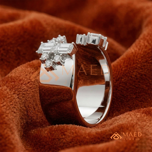 Anillo de Moissanita de Lujo para Mujer, Plata de Ley, Corte Esmeralda, Banda Abierta, Joyería de Boda, Elegante para Uso Diario, Regalo - Product Image 6