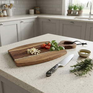 Planche à découper en bois d'acacia avec poignée, plateau de service en bois pour cuisine, restaurant, maison, vente en gros - Product Image 4