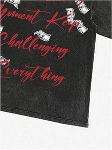 เสื้อยืดโอเวอร์ไซส์ลายกราฟิกแนวสตรีทสีเข้มสไตล์ยูนิเซ็กส์ ทรงหลวม แขนสั้น ผ้าคอตตอน/โพลีเอสเตอร์ แห้งเร็ว - Product Image 3