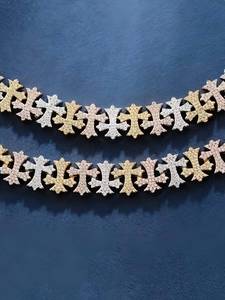 Men's 18K Gold Plated Cross Chain <b>Bracelet</b> With Zircon Channel Setting Hiphop Style Everyday Wear - Product Image 2