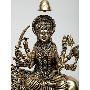 10 \ "ประติมากรรมทองเหลือง Superfine dess Durga (sherawali MAA) แขวนผนังด้วยระฆังห้อยต่องแต่งกรอบงานศิลปะ - Product Image 2