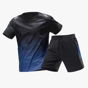 dubbix mens moisture wicking <b>short</b> sleeve t shirt and elastic waist <b>shorts</b> set quick dry summer activewear crew neck sportswear - Product Image 1