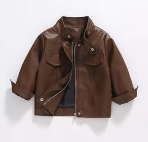 Veste unisexe en cuir PU, col montant, coupe-vent, rivets sur le devant, logo, style moto décontracté, couleur unie, manches classiques, vêtement d'hiver - Product Image 2