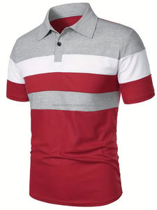 Camisa de golf informal para hombre con cuello en contraste-Elástico, ajuste regular, polos de verano de manga corta, polos para hombre - Product Image 3