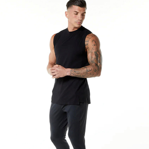 Débardeurs décontractés d'été pour hommes en gros, avec logo personnalisé imprimé, en polyester tricoté, pour la musculation, la gym et la course à pied - Product Image 4