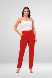 Pantalon beige slim fit pour femme, taille haute, décontracté, extensible, élégant, confortable, à porter au quotidien - Product Image 5