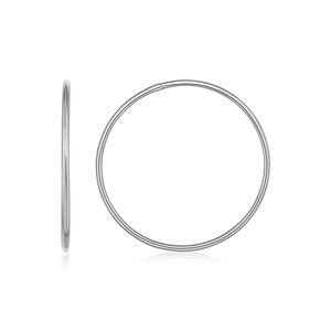 Orecchini a Cerchio Senza Fine in Oro Bianco 14k, Gioielli Raffinati 1.2x30mm - Product Image 1