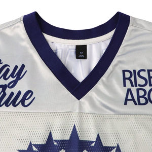 Nouveau style de maillot de football sublimé, personnalisable avec le nom et le numéro de l'équipe, col en V, maillot de football américain en mesh pour adultes - Product Image 3