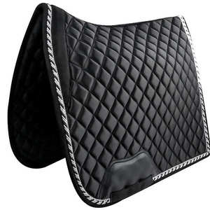 Sudadero de Cuero Negro Acolchado para Doma y Salto con Ribete Blanco y Forro de Malla para Montar a Caballo - Product Image 2
