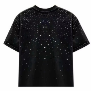T-shirt homme 100% coton, logo personnalisé entièrement en strass, haute qualité, effet délavé, style vintage, poids lourd. - Product Image 6