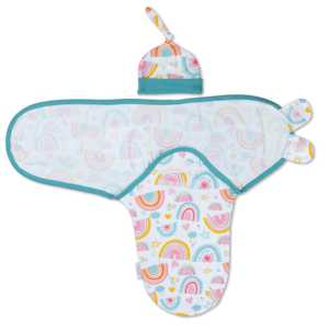 ผ้าห่อตัวเด็กทารกพร้อมหมวกเข้าชุด ลายพิมพ์รุ้ง ผ้าห่มนุ่มสำหรับห่อตัวเด็กแรกเกิด เพื่อความสบายของทารก - Product Image 3