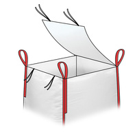 Sac vrac FIBC en PP tissé avec rabat supérieur, couture latérale, poignée à boucle, sécurité 5:1, double protection anti-poussière, capacité 1200 kg, fond plat