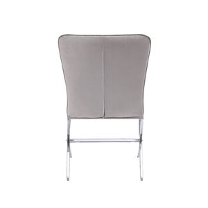Set di 2 sedie da pranzo con seduta e schienale imbottiti in velluto grigio e finitura cromata - Product Image 5