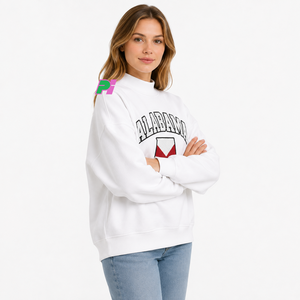 Sudadera personalizada con cuello simulado y letras con apliques de ALABAMA, mapa del estado, forro polar grueso, sudadera extragrande con cuello simulado para mujer - Product Image 4