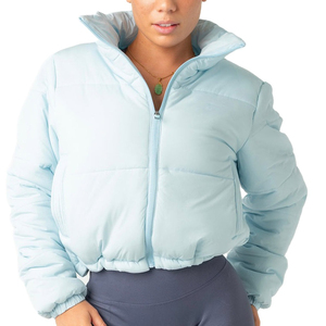 Blouson d'hiver matelassé et imperméable pour femme, coupe courte et décontractée, style bomber, en polyester/nylon, écologique - Product Image 1