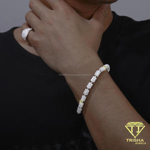 Pulsera Cubana en Tono Plateado con Eslabones Rectangulares con Incrustaciones de Piedras, Joyería de Moda para Tiendas Mayoristas y Venta Global - Product Image 5