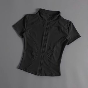 Women's Lightweight <b>Yoga</b> <b>Jacket</b> High-Elasticity Short Sleeves Stand Collar Second-Skin Fit for Fitness Training Breathable Top - Product Image 5