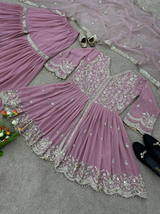 Indian & Pakistan Clothing Gharara Designs Punjabi Girl Sexy Beautiful Salwar Suit <b>Neck</b> Designs Sarara Woman Dress Wholesale - Product Image 3