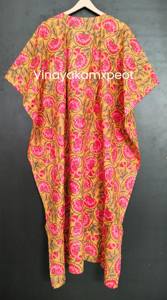 Kimono con Estampado Floral Hecho a Mano para Mujer, Elegante, Cuello en V, Ropa de Casa de Algodón, Versátil, Informal, Bordado Midi, Transpirable - Product Image 3