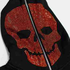 Sudadera con capucha y cremallera para hombre, estampado de esqueleto con purpurina, estilo gótico, corte regular, ropa de otoño - Product Image 5