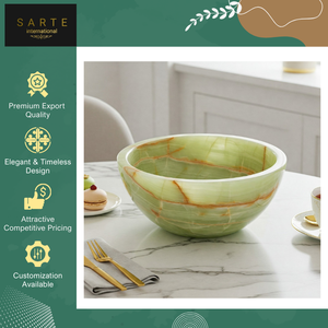 Bol de luxe en onyx vert poli, fait main, de qualité supérieure, résistant à la chaleur, compatible lave-vaisselle, avec un design élégamment sculpté, en vente - Product Image 4