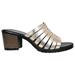 Sandalias de Tacón Alto para Mujer, Diseño Abierto, Tejidas, de Cuero Genuino, Doradas, para Ocasiones Especiales, Primavera, Verano, Otoño - OEM - Product Image 3