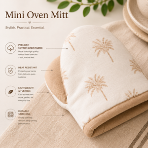 Mini Guantes para Horno |   Porta ollas de algodón resistentes al calor |   Guantes de Cocina con Estampado de <span class=keywords><strong>Palmeras</strong></span> para Hornear, Cocinar y Asar a la Parrilla |   Aro de Colgado Fácil de Usar - Product Image 4