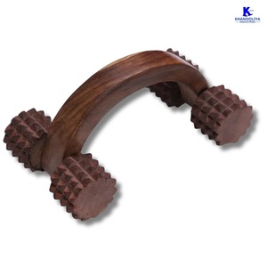 Rodillo de madera curvado con puntas grandes para acupresión de la columna vertebral y masaje de espalda, para alivio profundo del dolor y gestión del estrés. - Product Image 1