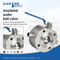 Válvula de bola aislada de acero inoxidable forjado de paso completo tipo wafer con palanca, antiobstrucción, para sirope, alimentos, agua caliente, con certificación CE
