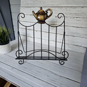 Stylish Iron Metal Book Stand with Scroll Design and Chain Accents for Living Room <b>Storage</b> Iron Book Stand - Product Image 6