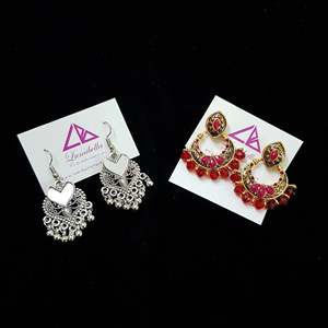 Designer German <b>Silver</b> <b>Drop</b> <b>Earrings</b>-Vintage Trendy Religious Number Zircon Pearl Gold Plated Brass Alloy - Product Image 1