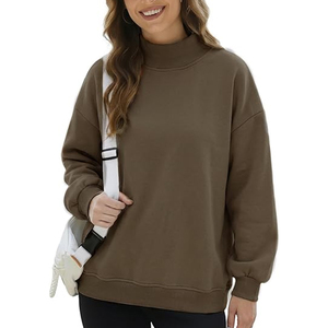 Sweat-shirt à col roulé personnalisé pour femme, doublure en molleton de coton respirant, sweat-shirt d'hiver unisexe, streetwear décontracté, impression OEM - Product Image 4