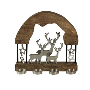 Ornement en forme d'animal primitif avec base en bois et accents en aluminium pour décoration de fête ou cadeau - Product Image 4