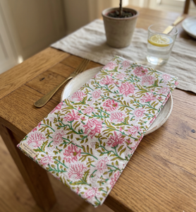 Serviettes carrées personnalisables faites à la main, imprimées au bloc, 100 % coton, écologiques, durables, pour la maison et la restauration, réutilisables, style américain - Product Image 1