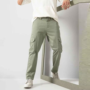 Pantalon cargo homme vert olive tendance, coupe droite, plusieurs poches, en toile de coton, décontracté, taille mi-haute, boutonné, fournisseur OEM - Product Image 3