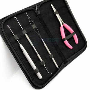 Hair Extension Beading <b>Tool</b> Kit Professional Micro Ring Installation <b>Tools</b> Set Include Loop Needle <b>Puller</b> Hook Applicator Pliers - Product Image 2