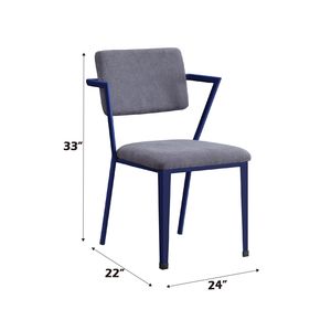 Sedia da Ufficio Industriale in Tessuto Grigio con Finitura Blu - Product Image 2