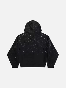 Sudadera con Capucha de Diamantes de Imitación, Diseño de Cielo Estrellado y Galaxia con Degradado, Adornos Brillantes, Sudadera Casual de Invierno para Hombre y Mujer, 100% - Product Image 3