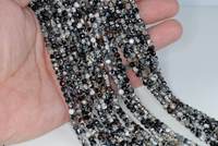 Perles rondes facettées en agate de feu naturelle, couleur noir glace, pour la création de bijoux, colliers, bracelets, vente en gros