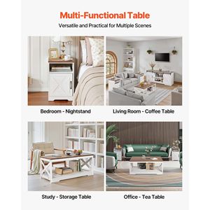 Set da Soggiorno in Stile Fattoria 4 Pezzi: Tavolino da Caffè 40 Pollici con 2 Tavolini Laterali e Mobile TV 66 Pollici, Facile Montaggio, Arredamento Stile Fattoria - Product Image 6