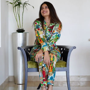 Pijama de algodón para mujer, camisón de verano para la playa, camisón de algodón suave estampado, camisón con botones, camiseta de pijama estampada, pijama largo - Product Image 1