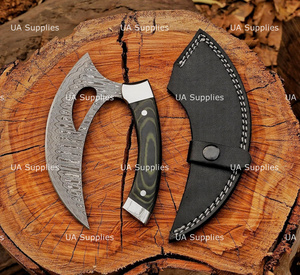 มีดเชฟมืออาชีพ UA Supplies Damascus Steel Alaskan Ulu ด้ามจับ G10 Micarta ทำมือ เป็นมิตรกับสิ่งแวดล้อม ใช้งานได้ทั้งสองมือ ทันสมัย ขายส่ง - Product Image 6