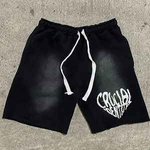 Pantalones Cortos Bermuda para Hombre, Diseño Personalizado, Estilo Desgastado, Lavado Ácido, Felpa de Algodón Sólido, Estilo Urbano - Product Image 2