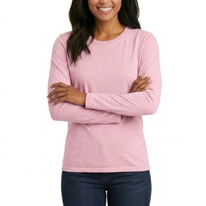 Solid Women Casual Long Sleeve T Shirt Premium Soft Cotton Fabric Lightweight Regular Fit Fashion Daily <b>Top</b> - Product Image 4