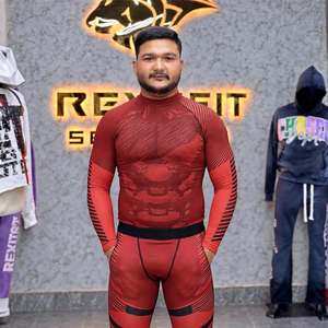 ชุดเสื้อและกางเกงรัดรูปสำหรับผู้ชาย สำหรับออกกำลังกาย วิ่ง ฟิตเนส และกีฬา ชุดกีฬาสำหรับผู้ใหญ่และวัยรุ่น - Product Image 1