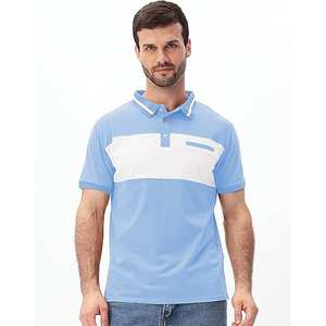 Nouvelle chemise décontractée pour homme en coton tricoté imprimé à manches courtes, style color block, col contrastant, anti-plis, idéale pour le golf - Product Image 2