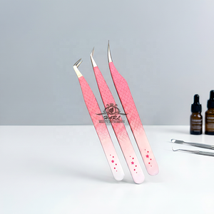 Nouvel ensemble de pinces à cils double embout couleur mate pour extensions de cils, outils pour extensions de cils à pointe en fibre - Product Image 2